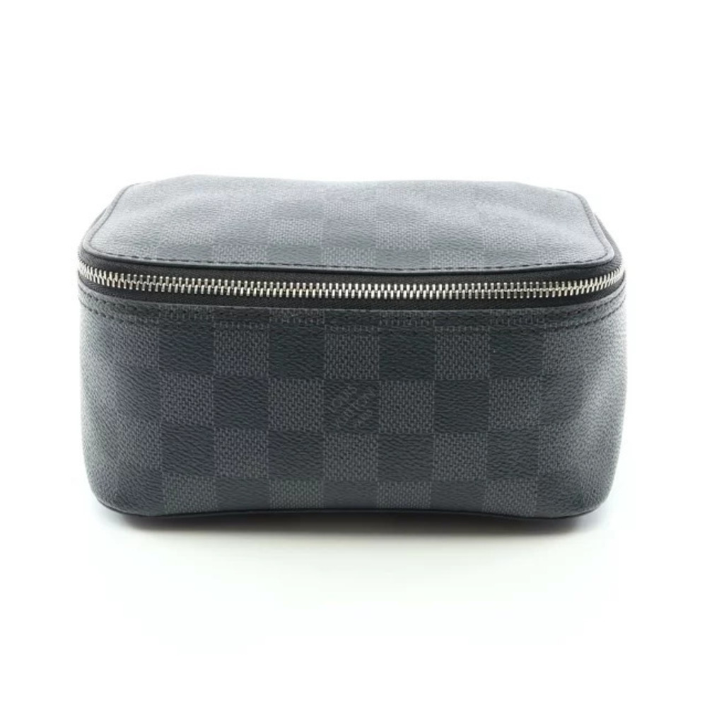 Louis Vuitton Cube de Orangement Pouch Clutch Bag Leather Damier Graphite Black